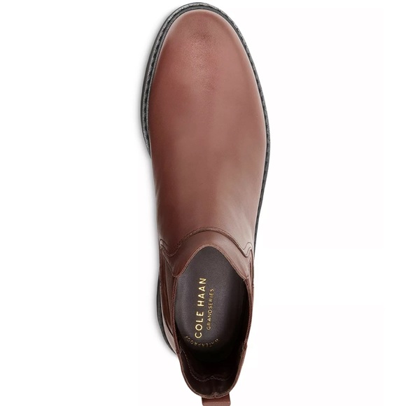 NWT Cole Haan Greenwich waterproof Chelsea bootie in chestnut leather, size 11B - Picture 5 of 12